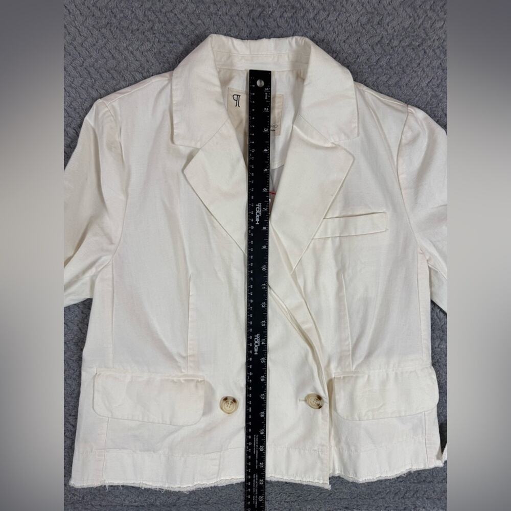 Anthropologie PILCRO Women’s FRAY HEM BLAZER Ivory Small - Picture 10 of 11